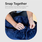 NAPRO 3‑in‑1 Travel Blanket Pillow Scarf – Convertible 50×80″ Blanket, 12×16″ Pillow, 80″ Infinity Neck Pillow – Lightweight, Plush – Navy Blue