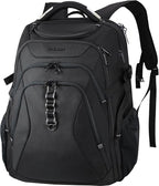 KROSER Travel Laptop Backpack 18.4 Inch XXXL Gaming Backpack with Hard Shell Saferoom RFID Pockets Water-Repellent Business College Daypack Stylish Laptop Bag for Men/Women-Black