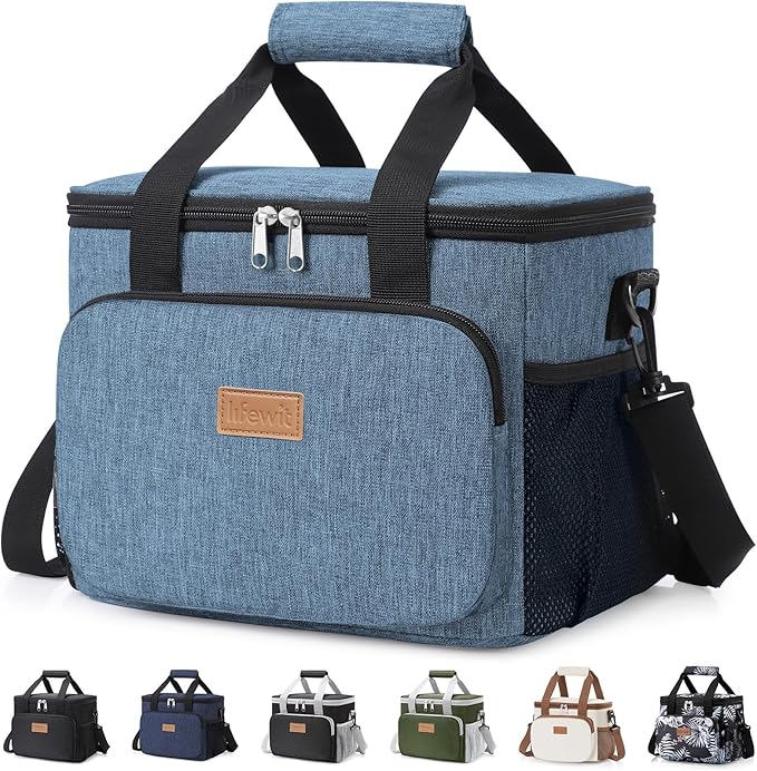 Lifewit Medium Lunch Bag, Insulated Lunch Box, Soft Cooler Cooling Tote for Adult Men Women, Light Blue 12-Can (9L)
