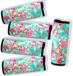 5 Pack Neoprene Luggage Handle Wraps Bright Luggage Tags/Identifiers/Marker/Grips Travel Accessories for Airplane/Flying/Luggage (Plum Blossom)