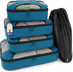 Shacke Packing Cubes for Travel 5 Set - Premium Luggage Organizer Bags - Versatile Travel Organizer for Women and Men - Optimized Packing Bags - Travel Essentials (Gentlemen's Blue)