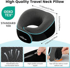 Travel Pillow Neck Pillow for Airplane Travel Essentials - Memory Foam Travel Neck Pillow, Stops Head Bobbing With Eye Mask & Earplugs, Portable Carry Bag for Long Flights| Airplane Accessories Black
