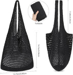 WantGor Crochet Bags, Beach Mesh Tote Bag Womens Shoulder Shopping Handbag Casual Travel Totes Bag Foldable Hobo Bags