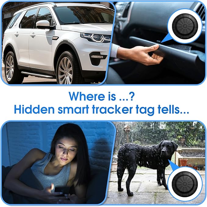 Mini GPS Tracker for Vehicles (Universally for Android & iOS), Hidden Car Location Tracker w/Magnetic Case, Item Finder for Google Find Hub & iOS Find My No Monthly Fees, Black