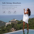 Black & White Brands Brazilian Beach/Pool/Bath Towel - Ultimate Absorbent Luxury XL 36x70 100% Cotton Wave (4 White Towels, Poly Pinstripe)