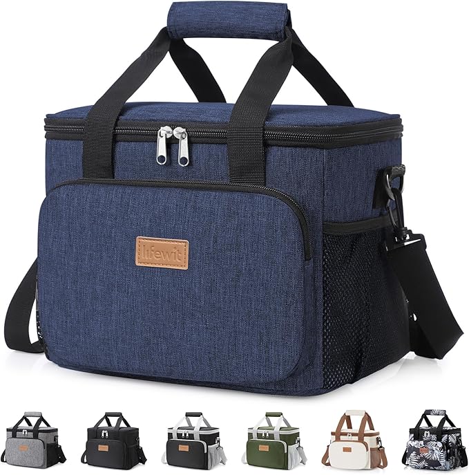 Lifewit Medium Lunch Bag, Insulated Lunch Box, Soft Cooler Cooling Tote for Adult Men Women, Dark Blue 12-Can (9L)