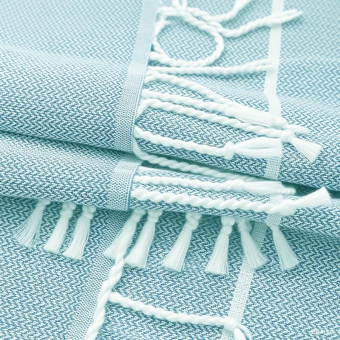 YSYJ 24 Pack Turkish Beach Towel 36"x71" Beach Towels Oversized Bath Towels Sand Free Quick Dry Turkish Towel Bulk Extra Large Pool Blanket Blue