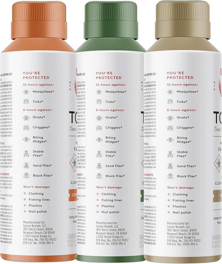 Grand Tongo Insect Repellent Variety Pack, 12-Hour Mosquito & Tick Protection, Picaridin-Based, Water-Based, Lightweight, Quick-Drying, DEET Alternative, Face & Body Use, 3 Pack