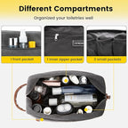 Vorspack Travel Toiletry Bag - Hanging Toiletry Bag for Men Water Resistant Canvas Shaving Bag with Large Capacity for Travel - Light Grey (Pack of 2)