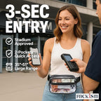 Packism Clear Fanny Pack Stadium Approved - Plus Size 35-51 inches Adjustable Strap Clear Belt Bag for Women Men Transparent Waist Bag for Concerts, Sporting Events, Black