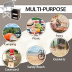 CampLand Folding Camping Kitchen Table with Windscreen,Portable Outdoor Cooking Station with Storage Cabinet & Side Tables Heavy Duty Camp Cook Station for Camping & BBQ（White）