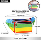 Rainbow Fanny Pack Belt bag - Crossbody Waist Bag for Men or Women - Hands-Free, Waterproof Large Bumbag for Hiking, Running, and Travel
