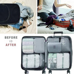 Packing Cubes, 8 Pcs Travel Packing Organizers for Suitcases, Large Capacity Travel Luggage Organizers Set includes 8 Storage Bags for Women or Men (Grey)