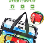 MAY TREE Clear Bag for Stadium Events, 12×5.5×12 Clear Tote Lunch Bag with Non-detachable Reinforced Straps for Work, Sporting Events and Gym, Black