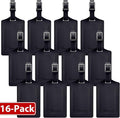 Travelambo 16 Pack Luggage Tags for Suitcases Privacy Protection Bag Tags Faux Leather Travel Accessories Essential, Black