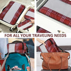 U+U 5 Set Packing Cubes for Travel Essentials Ultralight Luggage Packing Organizers with Laundry Bag and Shoe Bag for Vacation, Business Trip and Camping (Burgundy Checkered)