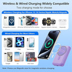Magnetic Portable Charger for iPhone,10800mAh 4-in-1 Power Bank with iWatch Charger,25W PD Fast Charging Battery Pack for Magsafe,iPhone 17/16/15/14/13/12 Series,Apple Watch,Travel Essential,Purple