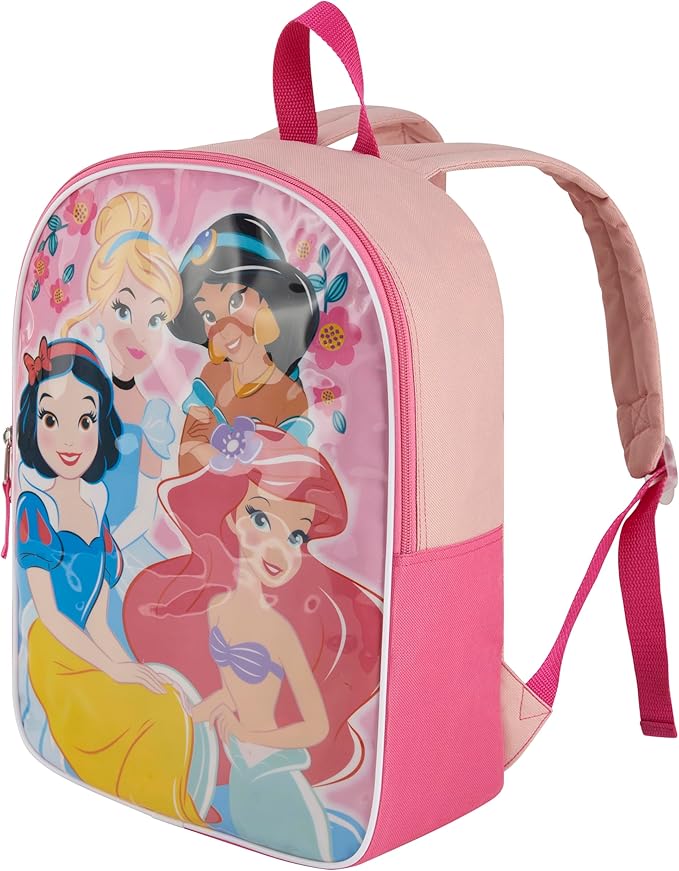 Disney Princess Backpack for Kids 15” | Cute Princess Bookbag for Girls | Padded Straps & Large Zip Compartment | Princess Back to School Supplies