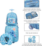Bioworld Lilo & Stitch Kids' 3-Piece Travel Set With Luggage, Backpack, and Neck Pillow
