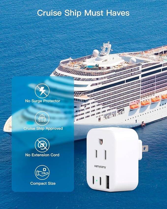 HANYCONY US to Japan Plug Adapter, Japan Power Travel Adpter with 2 Outlets 3 USB Ports(2 USB C), Type A Plug Adapter for Amercian USA to Japanese China Canada Mexico Philippines Peru