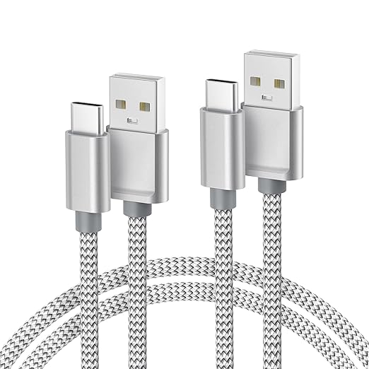 Basesailor for iPhone 17 16 Pro Max Charger Cord,USB to USB C Cable,Type C Charging Power Cord for Apple 17e 15 iPad 10 Air 4 5,Samsung Galaxy S26 S25 S24 S23,Silver,2Pack 10FT(3M)