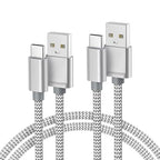 Basesailor for iPhone 17 16 Pro Max Charger Cord,USB to USB C Cable,Type C Charging Power Cord for Apple 17e 15 iPad 10 Air 4 5,Samsung Galaxy S26 S25 S24 S23,Silver,2Pack 10FT(3M)