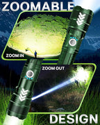 Victoper Green LED Flashlights, High Powered High Lumens Super Bright Tactical Flashlight, Rechargeable, 5 Modes Zoomable Waterproof Flash Lights for Emergency, Outdoor, Home, Camping, Hiking