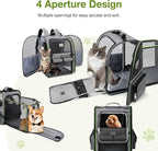 Large Cat Backpack Carrier Expandable Pet Carrier Backpack for Small Dogs Medium Cats Fit Up to 18 Lbs,Dogs Foldable Puppy Backpack Carrier for Travel, Hiking,Grey with Green Edge,L
