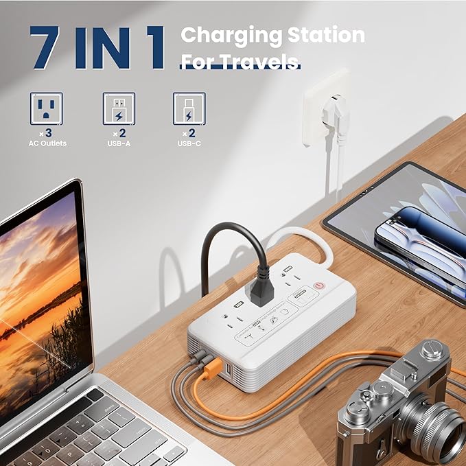 Mapambo 2000W Voltage Converter US to Europe, 7 in 1 Converter for European Travel for Hair Dryer, Kettles, Coffee Makers and etc. 220v to 110v Converter for International Travels (White)