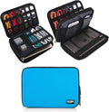 BUBM Double Layer Electronic Accessories Organizer, Travel Gear Bag for Cables, USB Flash Drive, Plug and More, Perfect Size Fits for iPad Mini (Medium, Blue)