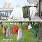 Vigorport Portable Travel Clothesline, Windproof Clothes Line with Hang Hole, Indoor and Outdoor Laundry Line with Clothespins for Hotel, Camping, RV, Cruise Ship (Green, 13.8Ft)
