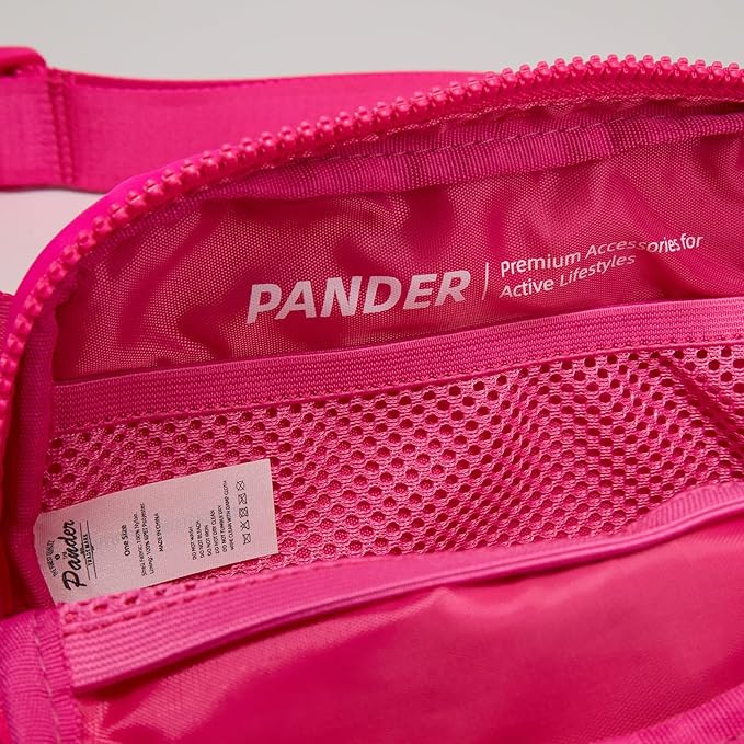 Pander Two Way Zipper Fanny Pack Nylon Everywhere Belt Bag for Women, Water Repellent Waist Packs, Crossbody Bags with Adjustable Strap (Sonic Pink).