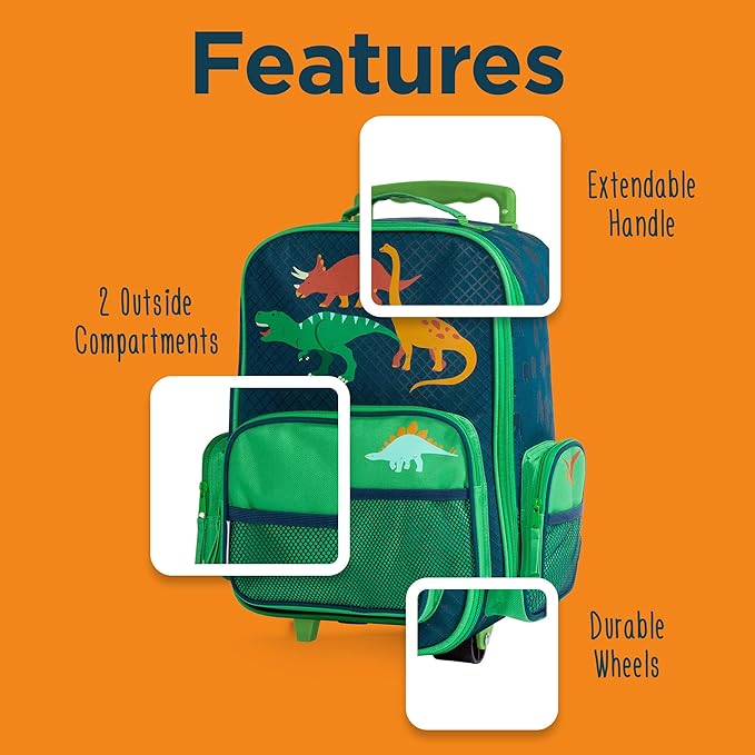 Stephen Joseph Kids Classic Rolling Luggage, Kids Luggage, Toddler Rolling Travel Carry On, Kids Suitcase with wheels,