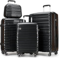 GinzaTravel 4 Piece Hardshell Luggage Sets with Spinner Wheels TSA Lock,Large Suitcases with Wheels,20inch 24inch 28inch,Black