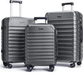 LIGHT FLIGHT Luggage Sets, 3 Piece Durable Suitcase Set with Spinner Wheels, 3 Pcs Hardside Lightweight luggage with TSA Lock, Large Checked Travel Suitcases, 20/24/28 Inch, Gray