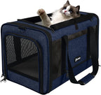 GAPZER Cat Carrier 18x11x11 United Airline Approved, Top Loader Heavy Duty Softshell Pet Flying Bag 18lbs, Small Dog Chihuahua Crate 5-10 Pounds, Kitty Transport Kennel, Miniature Poodle Case Navy