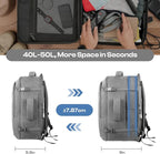 Travel Laptop Backpack, Extra Large 40L-50L Backpack, Laptop Backpack for Men, Water Resistant TSA Airline Approved Business Work 17.3 Computer Bag, Grey