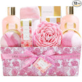 Spa Luxetique Spa Gift Baskets for Women, 12 Pcs Rose Presents Set with Bubble Bath, Bath Bombs, Body Lotion, Hand Cream, Christmas Gift Basket for Mom