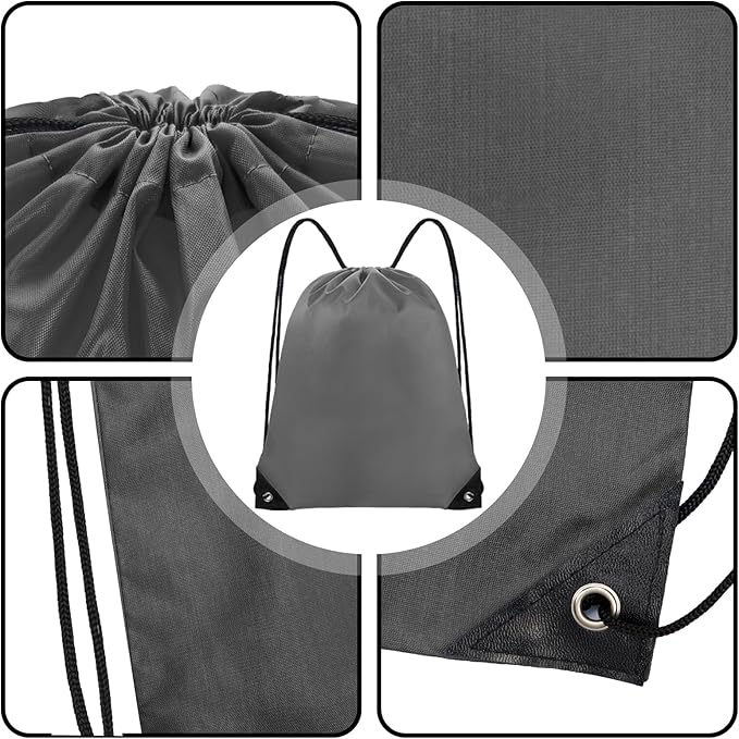 Grneric Drawstring Bags 42 Pcs Drawstring Backpack Bulk String Backpack Cinch Bag Sackpack for Men Women Gym (Gray)