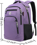Volher Laptop Backpack,Business Travel Anti Theft Slim Durable Laptops Backpack,Water Resistant College Computer Bag for Women & Men Fits 15.6 Inch Laptop and Notebook-Purple