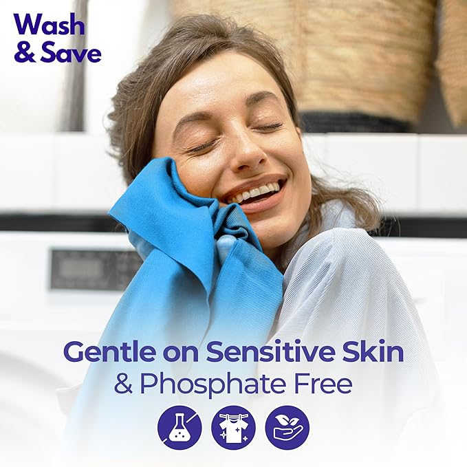 WASH & SAVE Laundry Detergent Sheets - 60 Loads / 30 Sheets | Plant-Based, Eco-Friendly, Hypoallergenic Liquidless Detergent | Perfect for Travel & Dorm - Lavender Meadow