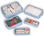 Remobia Hicol TSA Approved 5-Piece Diaper Bag Organizer Pouch Set Clear Waterproof TPU Kids Toiletry Storage Set Travel Packing Clutch Cube Bags for Baby Nursing (Blue)