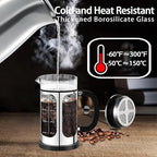 YMMIND French Press Coffee Maker (21oz 600ML 3-4Cup) Coffee Press, with 4 Filters System, Heat Resistant Thickness Borosilicate Glass, Cold Brew Coffee Tea Pot Gifts (Silvery)