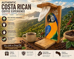 Tapanti store.Chorreador,Costa Rican handcrafted foldable wooden pour-over coffee maker.Includes a reusable cloth filter.Hand painted Macaw wooden design.Light Cedar.Perfect for travel (Blue/Orange)