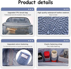 BOYATU Travel Makeup Bags for Women: 3 Pcs Set Wide Open Cosmetic Bag - Portable Make up Bags with Handle - Vegan Leather Toiletry Organizer Bag with Divider (G-05-Blue)
