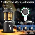 Camping Lantern Rechargeable, Telescopic 8000mAh Retro Waterproof Camping Light, Electric Lanterns for Power Outages, Vintage Hurricane Lamp for Tent Outdoor Patio RV Fishing