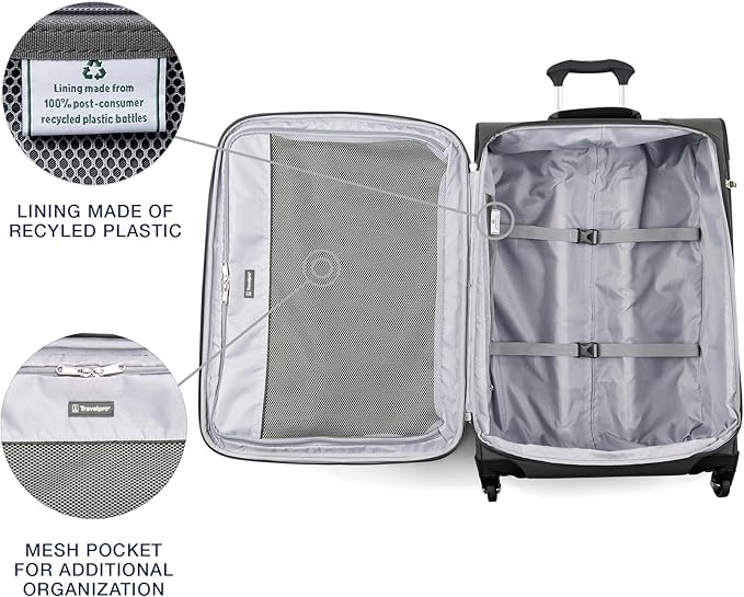 Travelpro Maxlite 5 Softside Expandable Luggage with 4 Spinner Wheels, Lightweight Suitcase, Men and Women, Shadow Grey, 3-Piece Set (21/25/29)