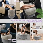 2Pcs Inflatable Foot Rest for Under Desk at Work, Travel Footrest Pillow for Long Airplane Flights-Adjustable Blow Up Leg Rest Outdoor Foot Stools Ottoman,Seat Extender