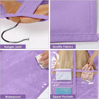 Univivi Dance Costume Bags Garment Bag 40 Inch Hanging Clothes for Dance Competitions, with 3 Medium Clear Zipper Pockets for Dance Costumes, Closet Storage (Purple, 2 Pack)