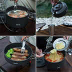 Alocs Camping Cookware Set - Lightweight Camping Pots and Pans - Portable Outdoor Cookware with Kettle - Camping Cookware Mess Kit for 2